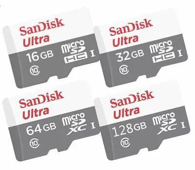 SanDisk Ultra 32GB, 64GB, 256GB, 512GB, 100MB/s MicroSDHC / UHS-I Memory Card 256, Class 10 Support CCTV Camera , Mobile, DSLR Etc