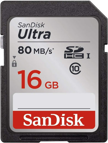 Sandisk 16 GB, 64 GB, Ultra  UPTO100 MBs SD Memory Card For DSLR Camera - 16 GB